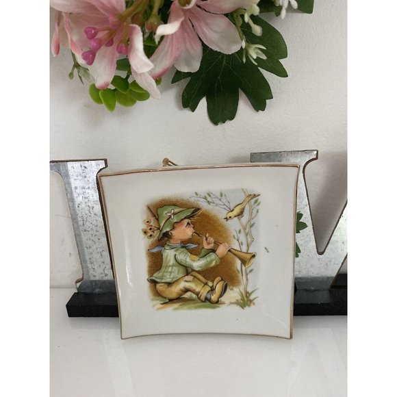 Vintage Hand Painted Small Porcelain Wall Hanging Plate or Christmas Ornament 3" - Picture 15 of 16